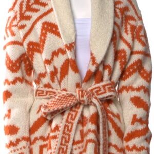 MOTHER Baby Alpaca Cozy Cream and Orange Patterned Women's Sweater S